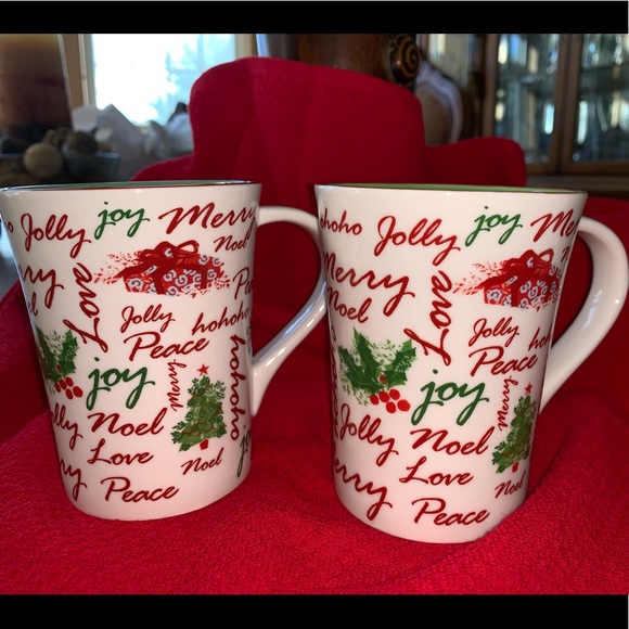 Set of 2 Starbucks Christmas holiday coffee mug tea cup 2007 hot chocolate gift - Picture 3 of 8
